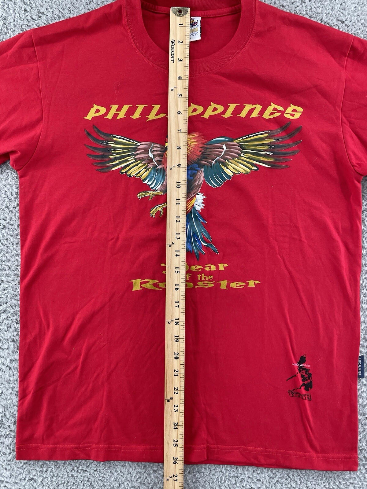 Vintage Dibuho Hand Painted Tshirt Men Medium Graphic Philippines Rooster