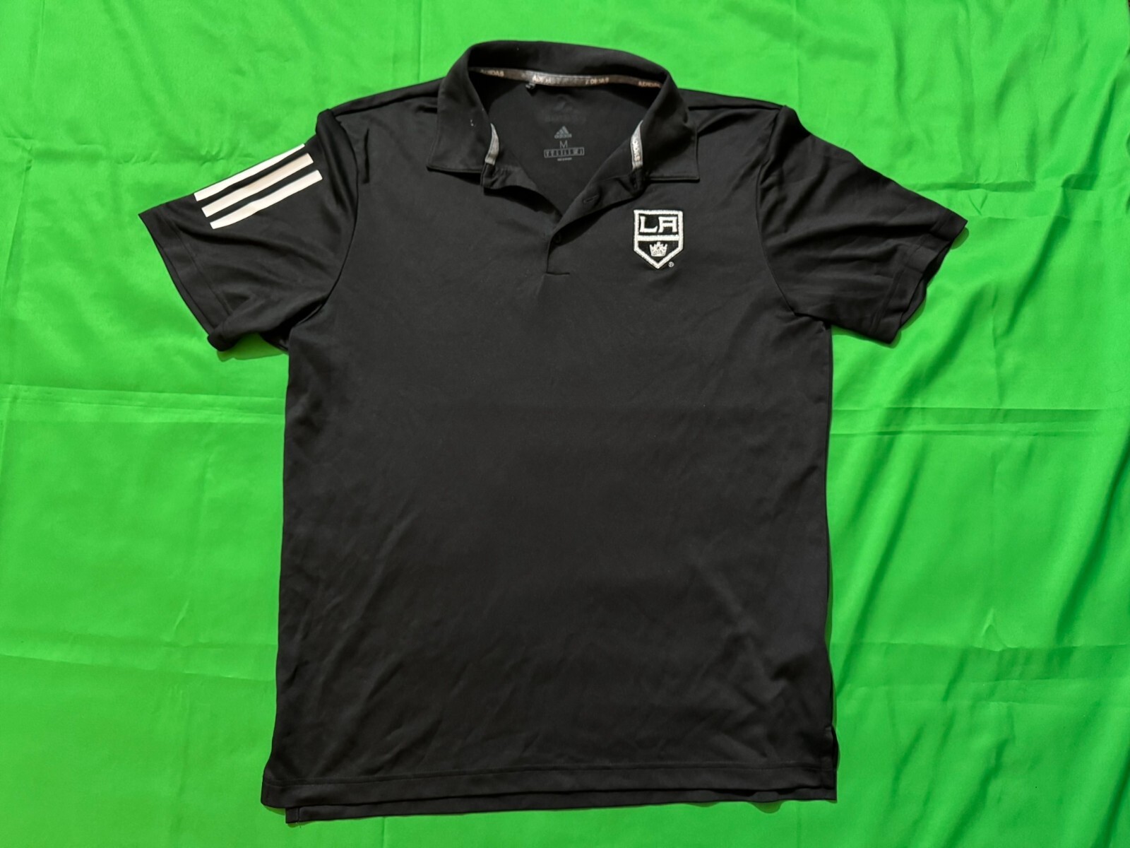 Los Angeles Kings Adidas Climate NHL Pro Collection Polo T Shirt Medium Black