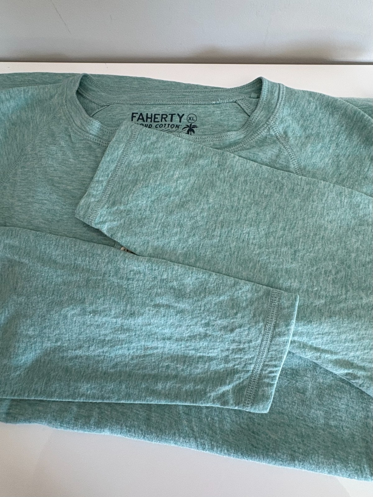 Faherty Mens XL Cloud Cotton Henley Green Pima Cotton Modal Long Sleeve