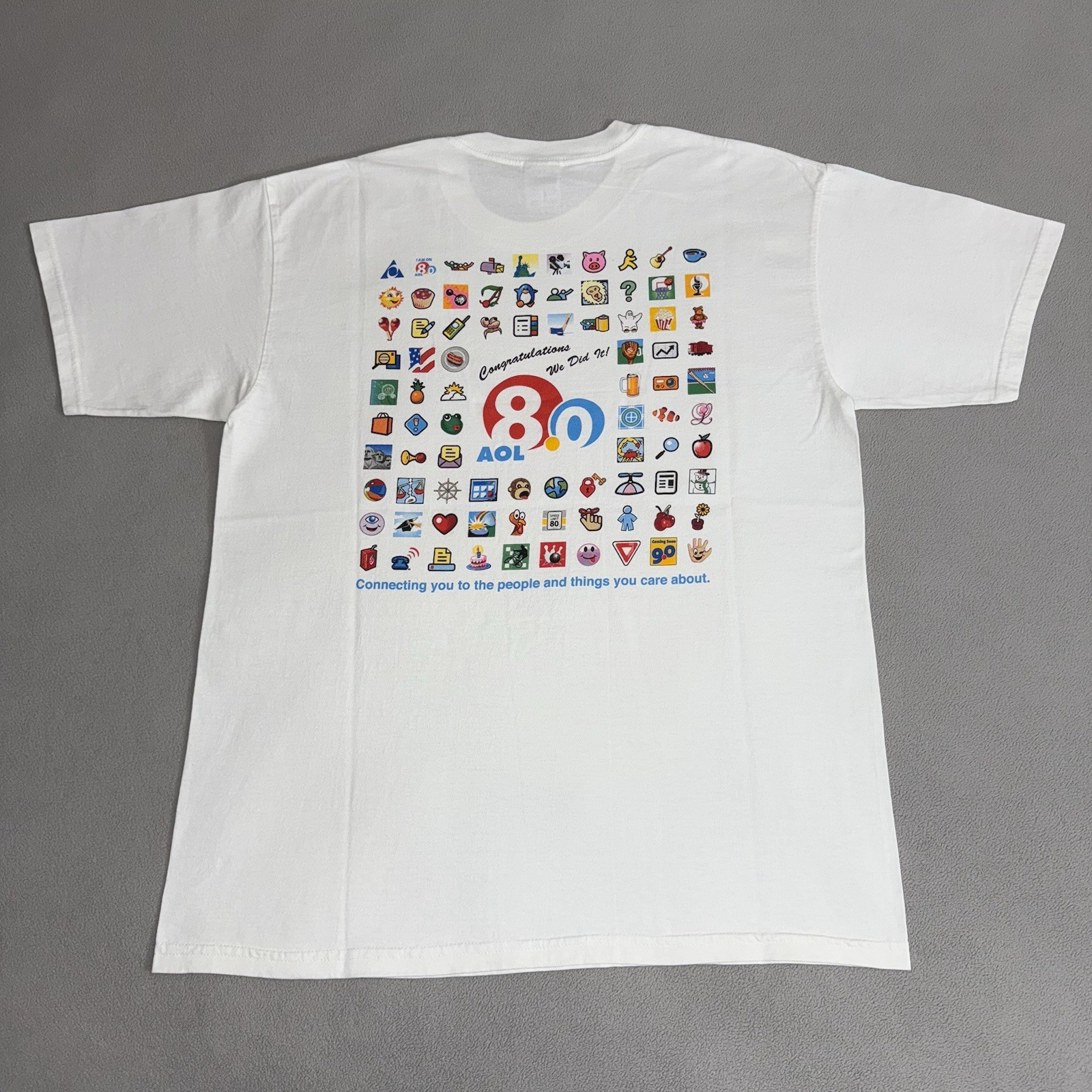 Vintage AOL Instant Messenger 8.0 Buddy Icons T-shirt Size L Computer Pop Art