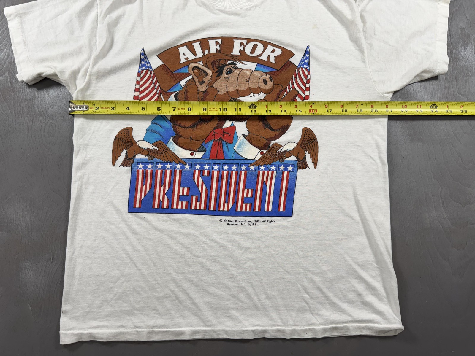 Vintage ALF For President Shirt Mens Large White SSI Patriotic 1987 80s