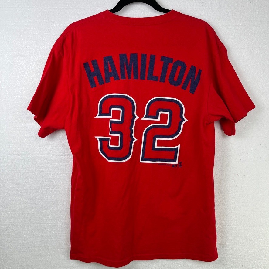 MLB T-Shirt Mens Large Red Josh Hamilton #32 Los Angeles Angels