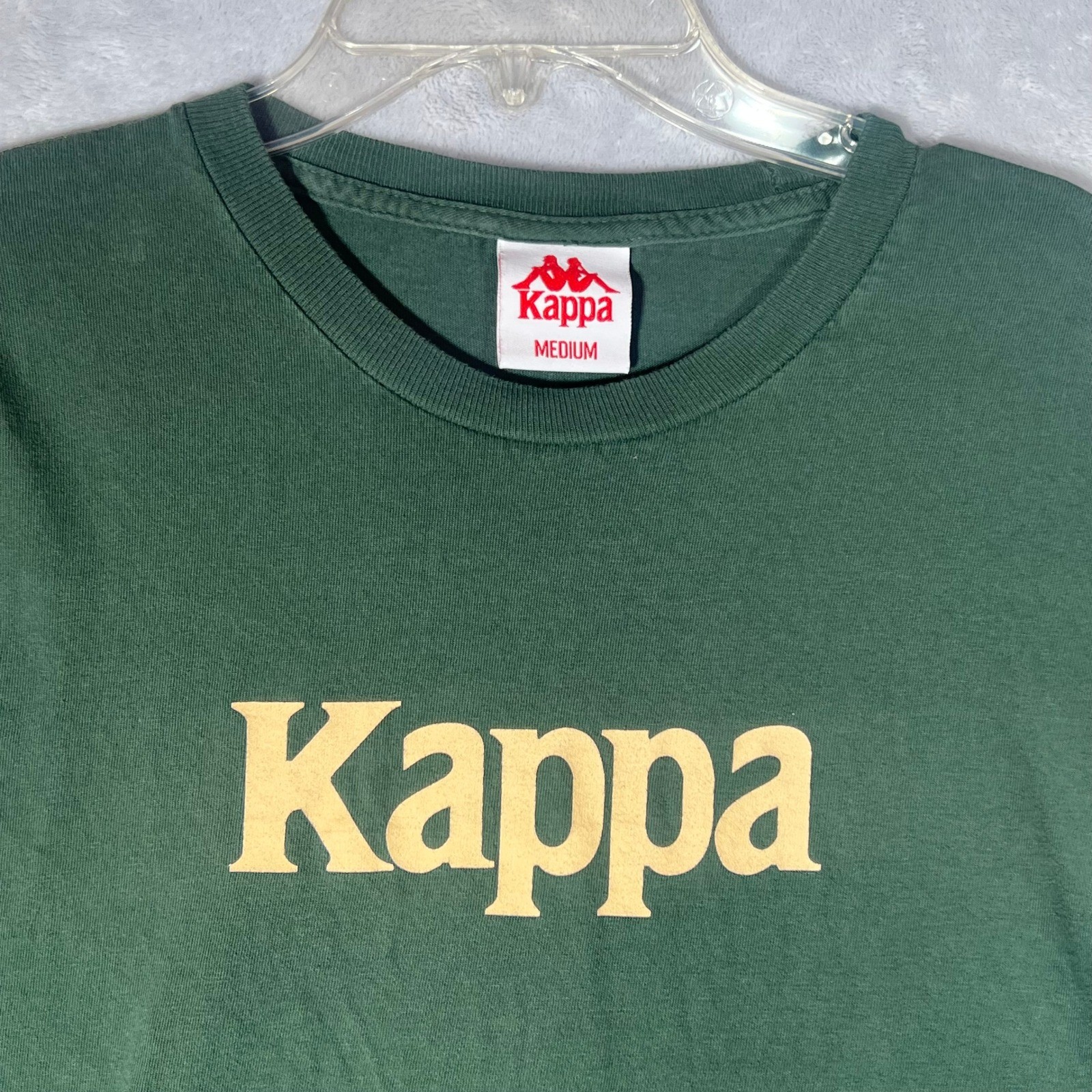 Kappa Mens Medium Long Sleeve T-Shirt Green Graphic Logo Crew Neck Tee