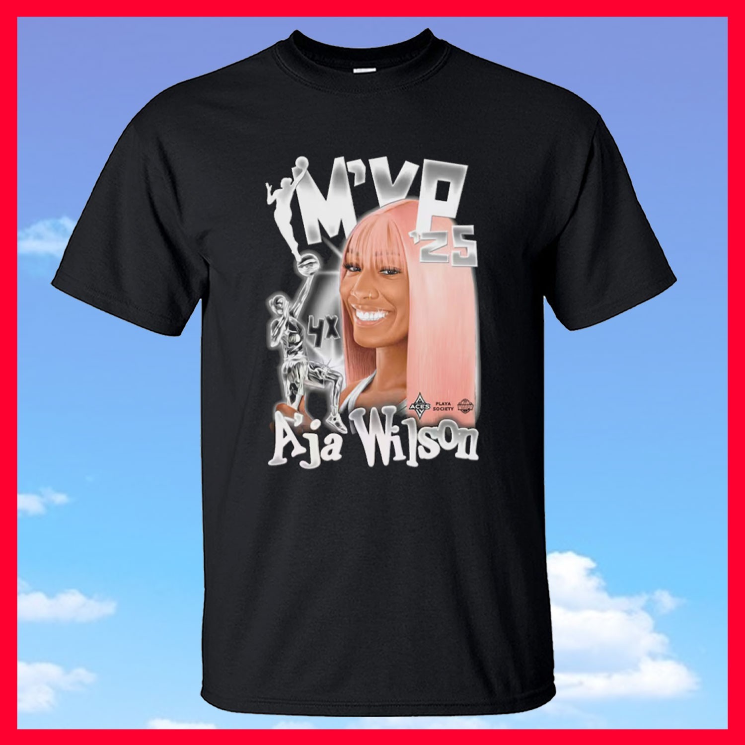 SALE – A&rsquo;ja Wilson Las Vegas Aces Unisex 2025 WNBA MVP Player T-Shirt Gildan