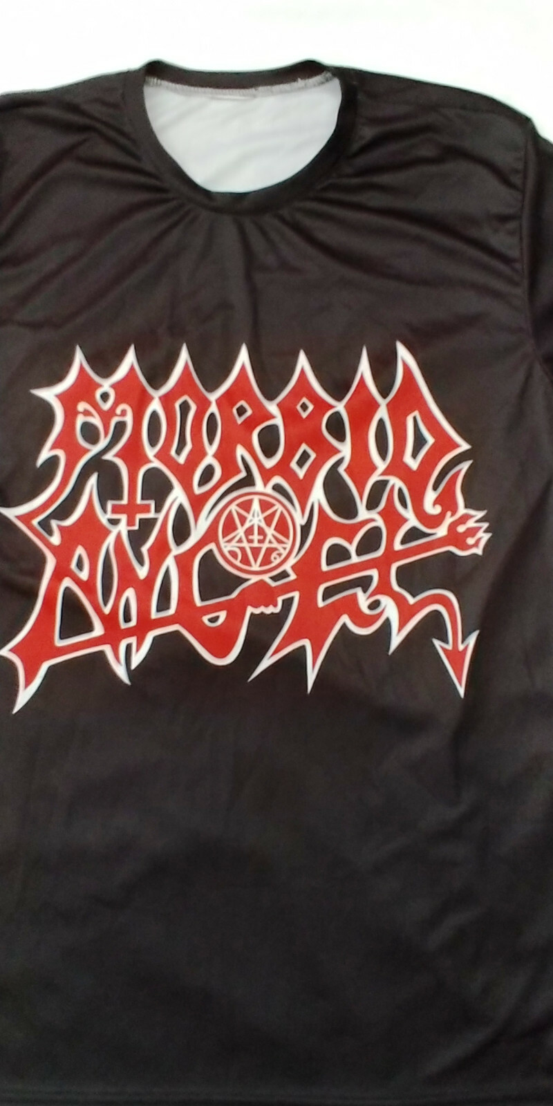 VERY RARE MORBID ANGEL DEATH METAL SIZE L 100% SYNTHETIC SHINY MATERIAL T-SHIRT