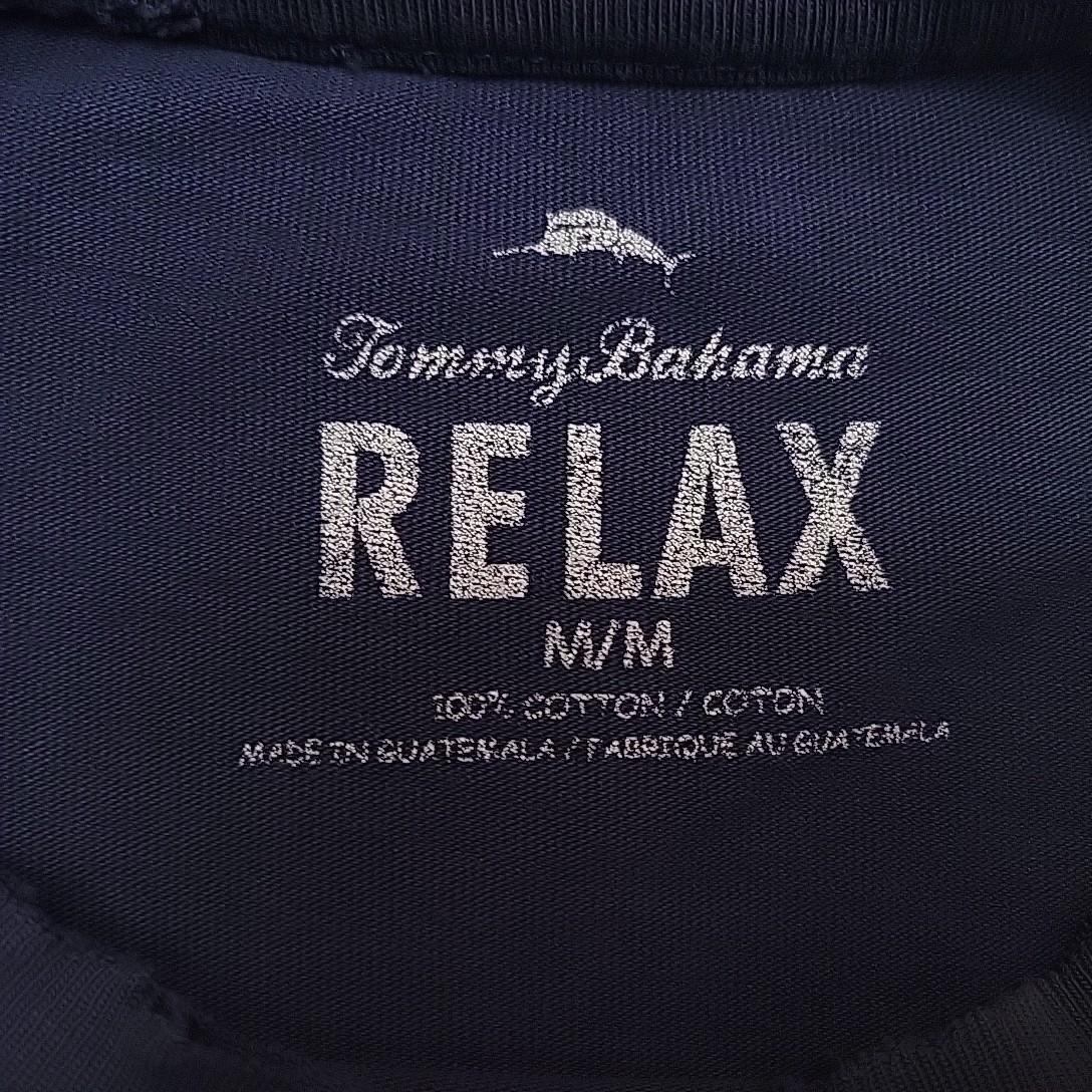 Tommy Bahama Shirt Men Medium Blue Distressed Grunge Cigar Beach Relax Casual