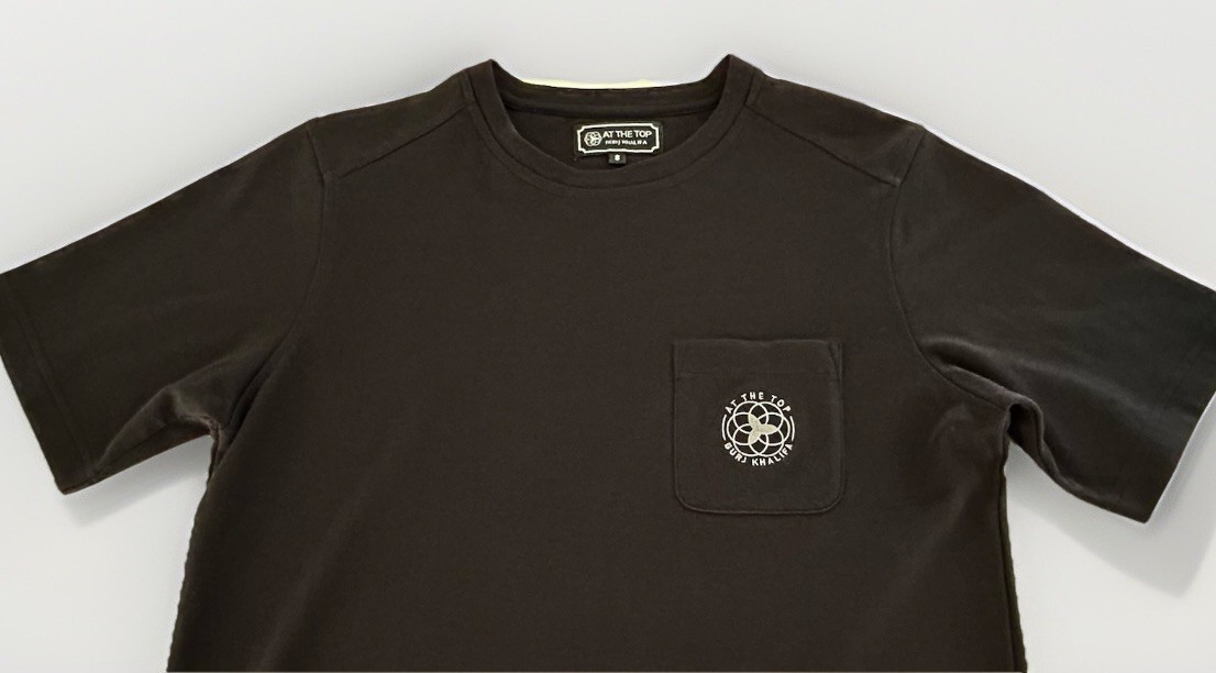 At The Top Of Burj Khalifa skyscraper, Dubai, UAE – Black Pocket Logo T-Shirt, S