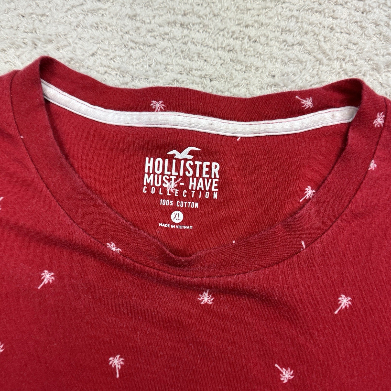 Hollister Must-Have Collection Mens Red Icon Crewneck Cotton T-Shirt Size XL