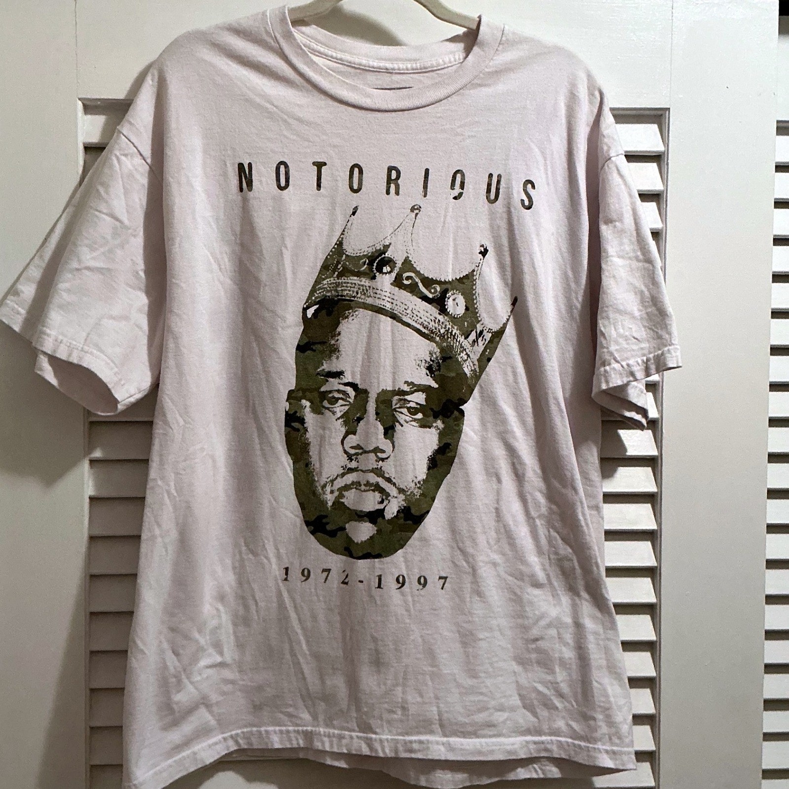 Notorious B.I.G. Graphic T-Shirt Mens LG White Camo Excellent Biggie Smalls Rap