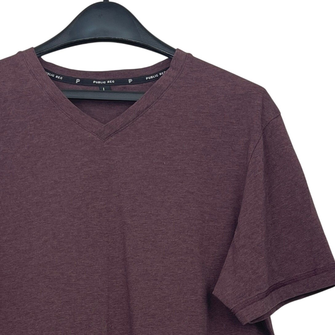 Public Rec Go-To V-Neck Mens L Pima Cotton Stretch Tee T Shirt Burgundy