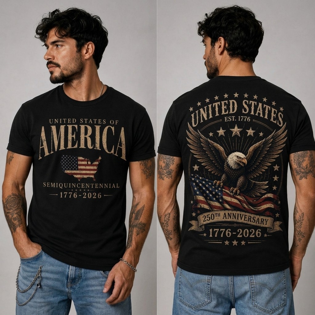 America 250th Anniversary Eagle Patriotic USA 1776-2026 Military Geen T-Shirt