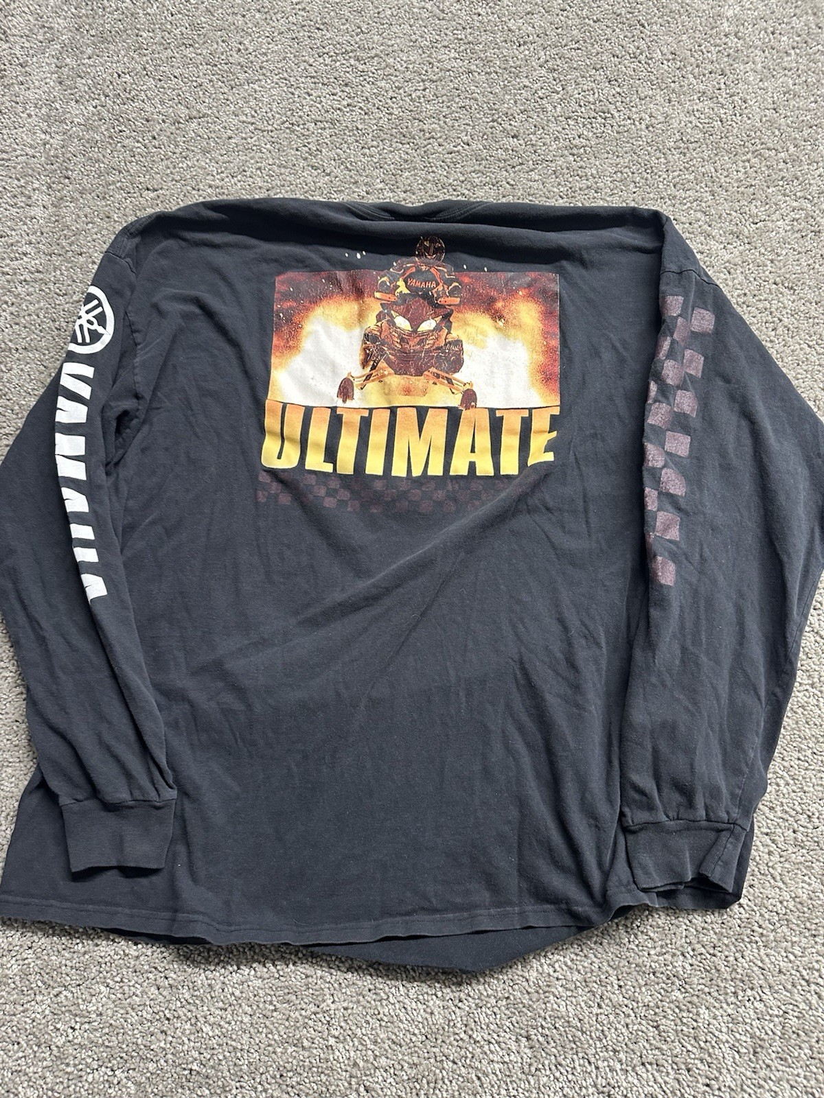 Vintage 90s YAMAHA ULTIMATE Snowmobile Sleeve Hit Long Sleeve Checker XXXL 3XL