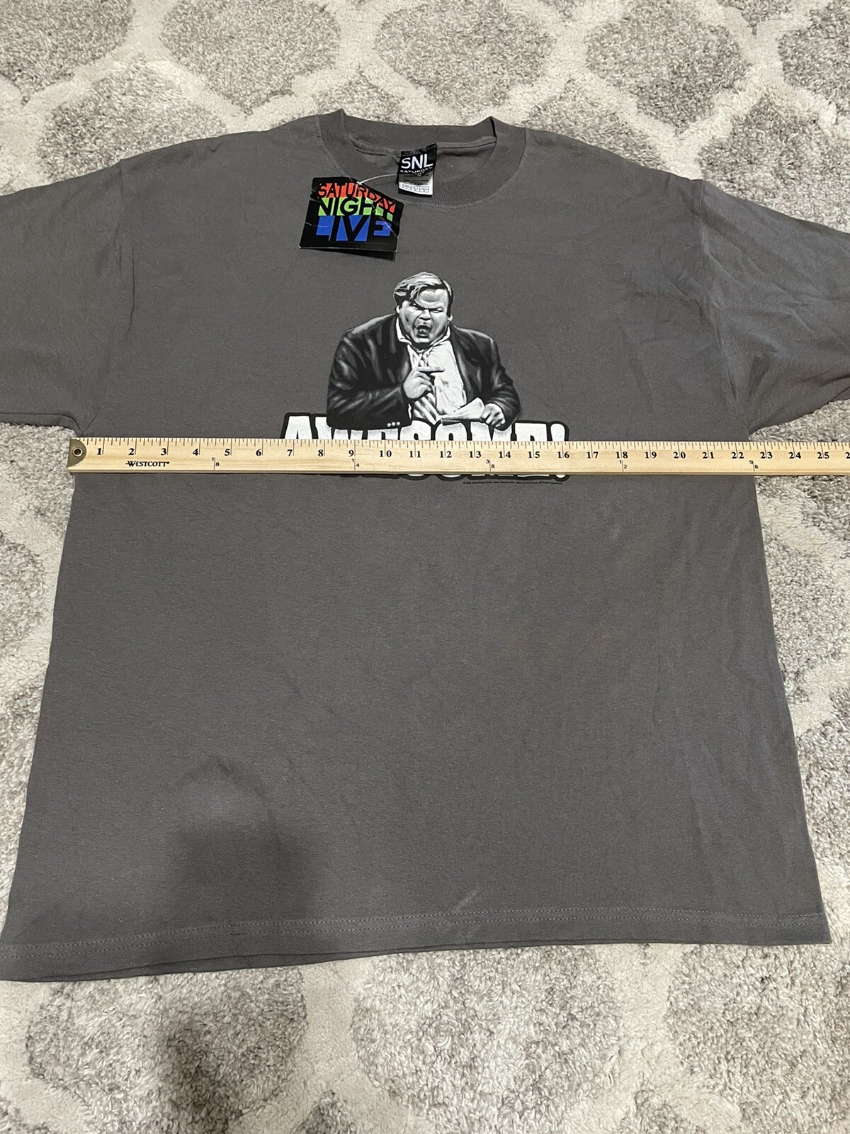 NWT Vintage Chris Farley SNL Comedian Y2k 2006 Awesome Shirt Gray Cotton Sz L