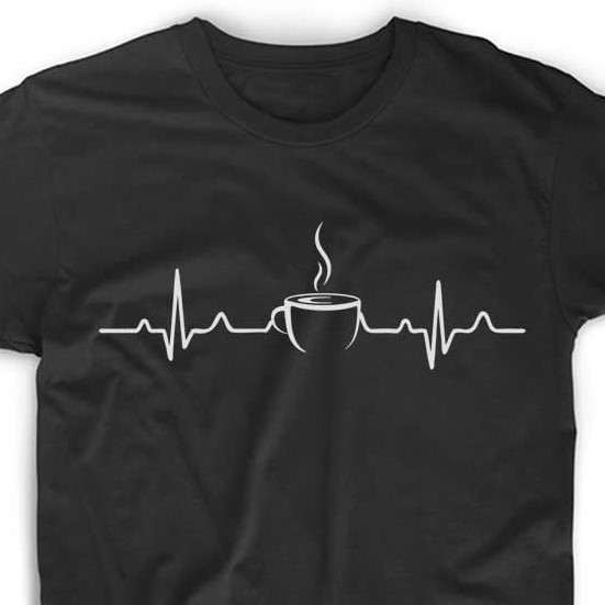 Coffee Heartbeat T Shirt Tee Caffeine Food Espresso Nurse Doctor RN Funny Cute