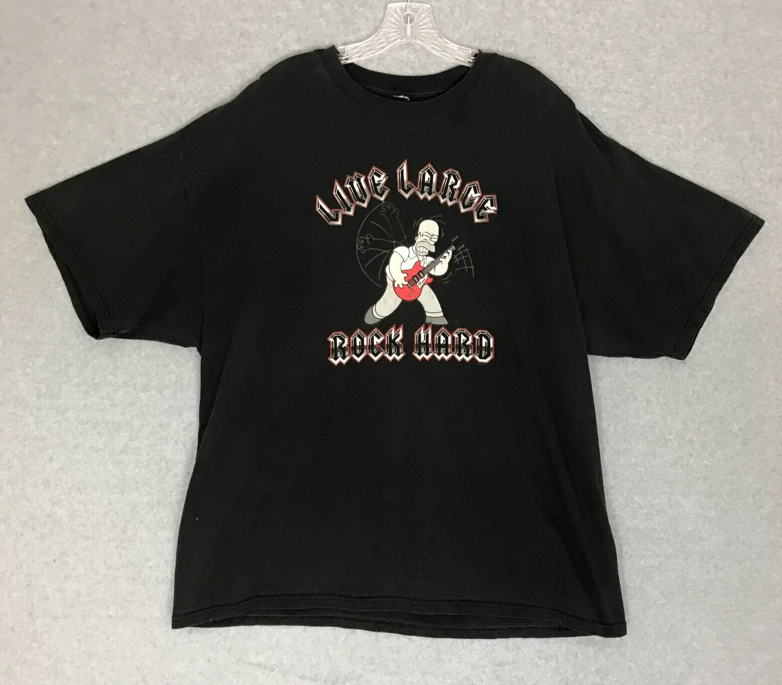 Vintage The Simpsons Shirt Mens XL Homer Simpson Guitar « Live Large Rock Hard »