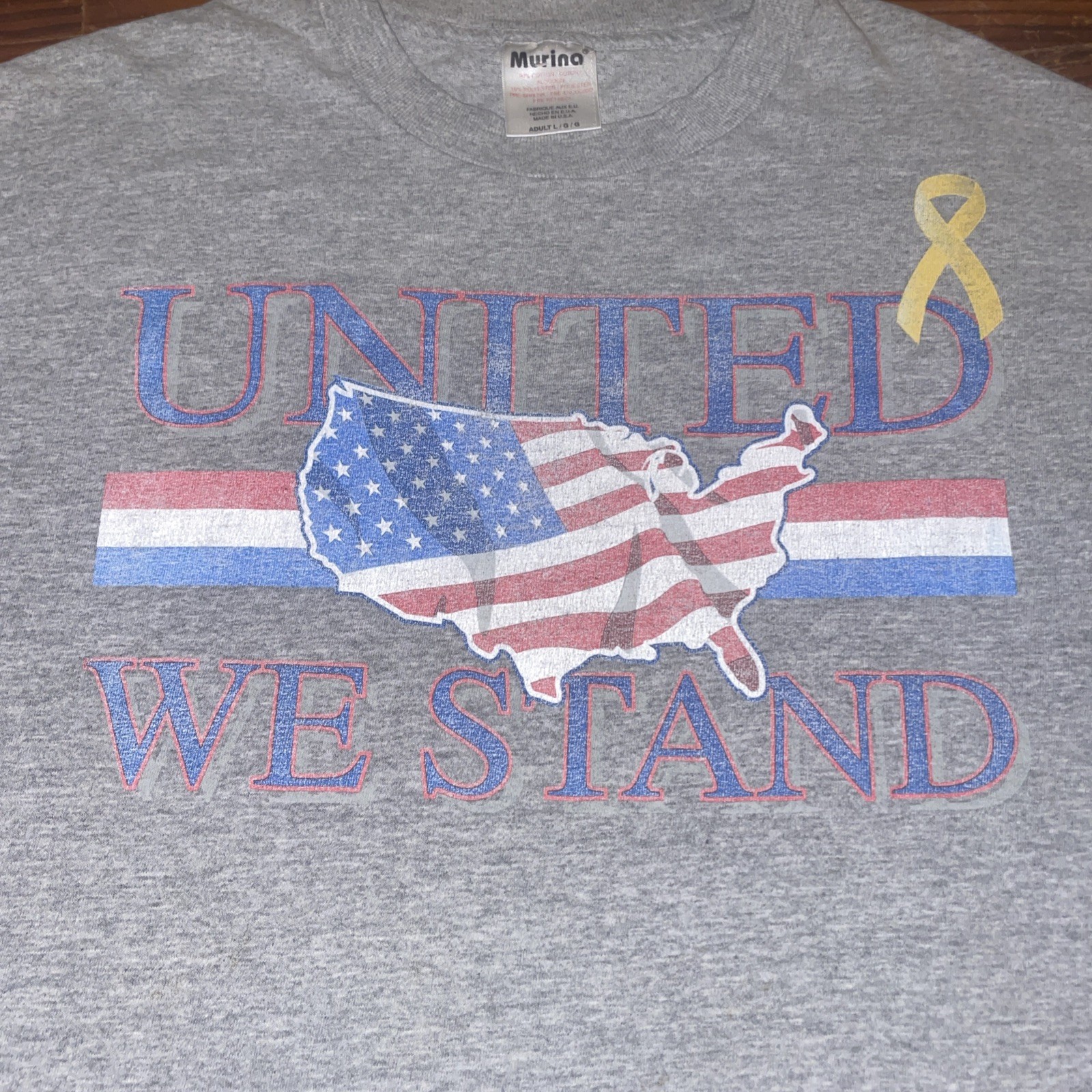 Vintage Amierica Shirt Men&rsquo;s Large Gray United We Stand Graphic Tee Short Sleeve