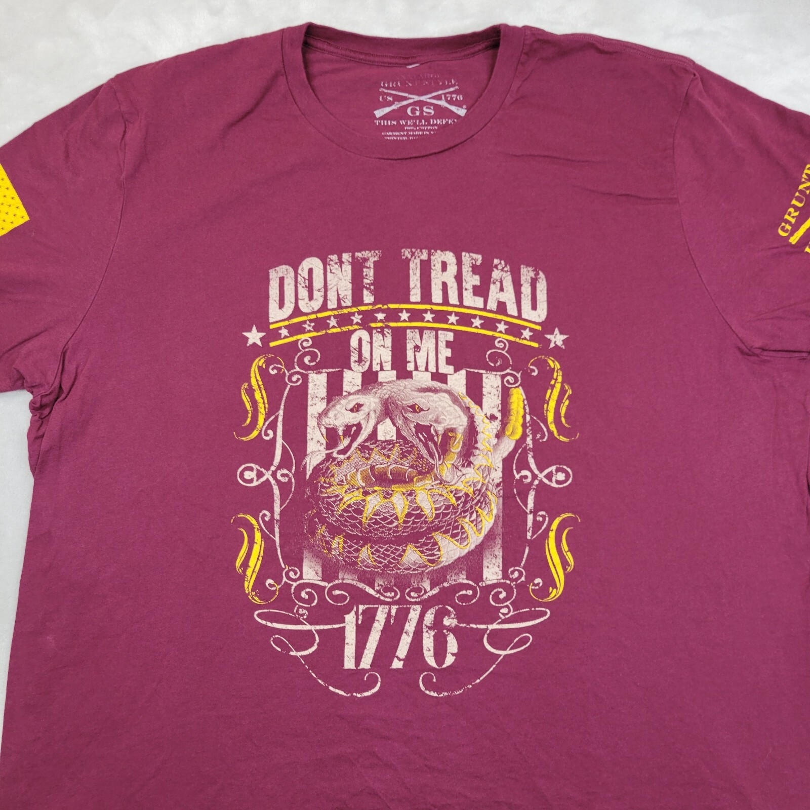 Grunt Style T Shirt Mens XXXL Patriot Military Tactical Veteran 1776 Tread Snake
