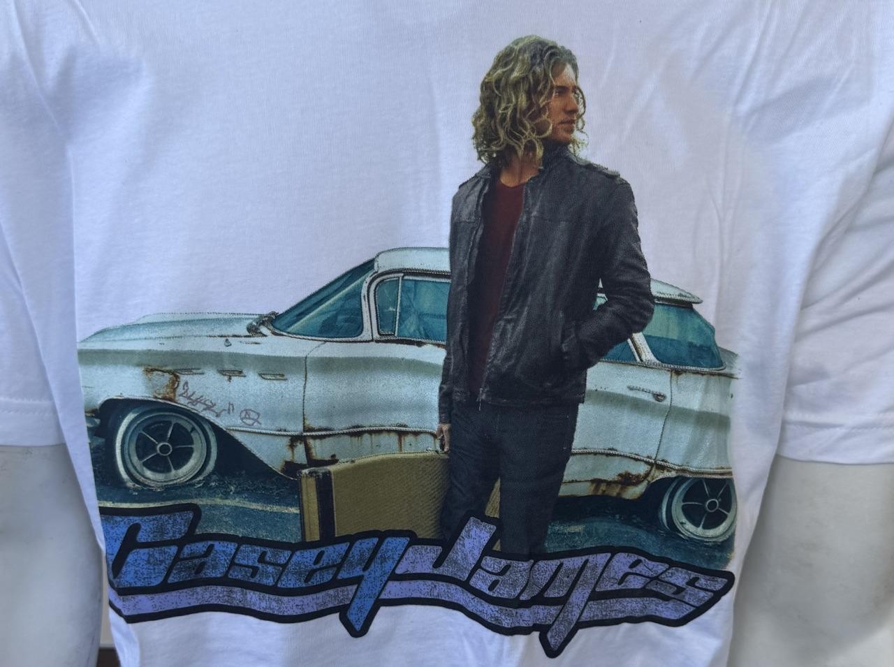 Next Level Men&rsquo;s Casey James Touring Graphic White Short Sleeve Shirt Size Large