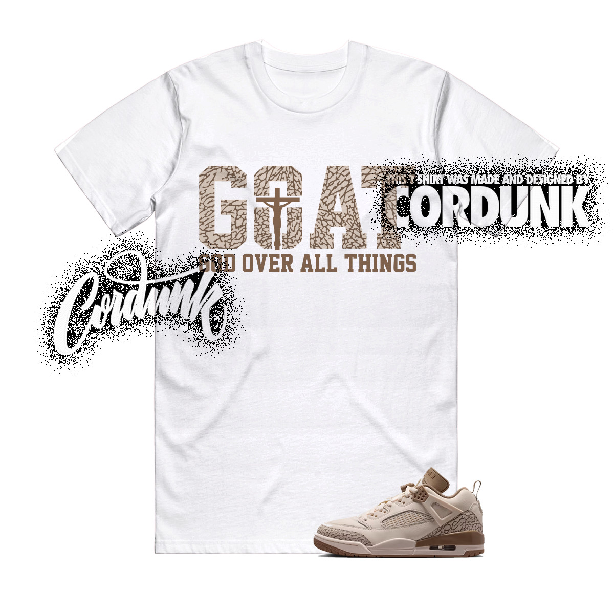 Spizike Pale Ivory Legend Light Brown Khaki T Shirt Match GOAT