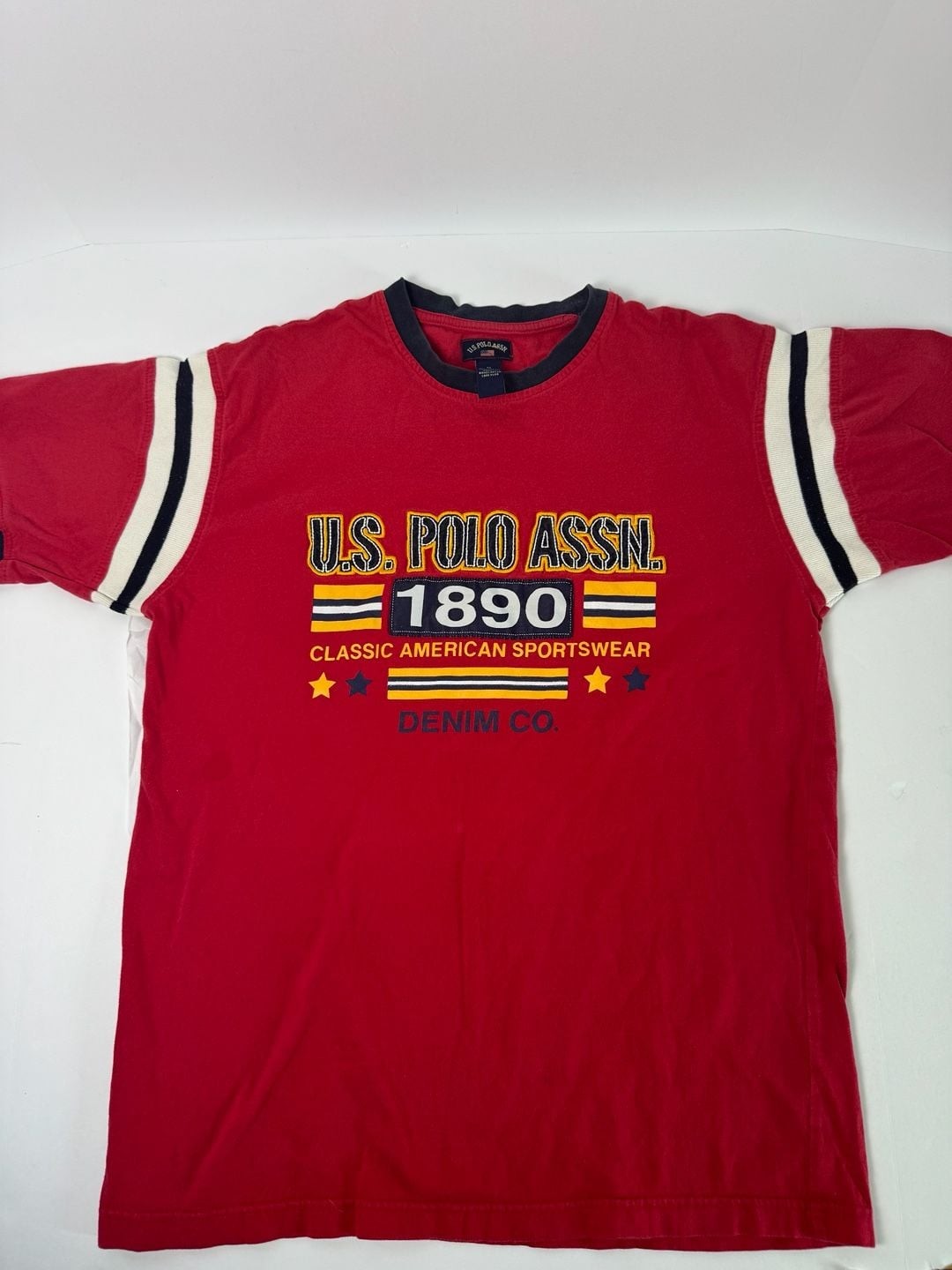U.S. Polo Assn. Vintage Graphic T-Shirt, Red Ringer Tee, Men&rsquo;s Size M