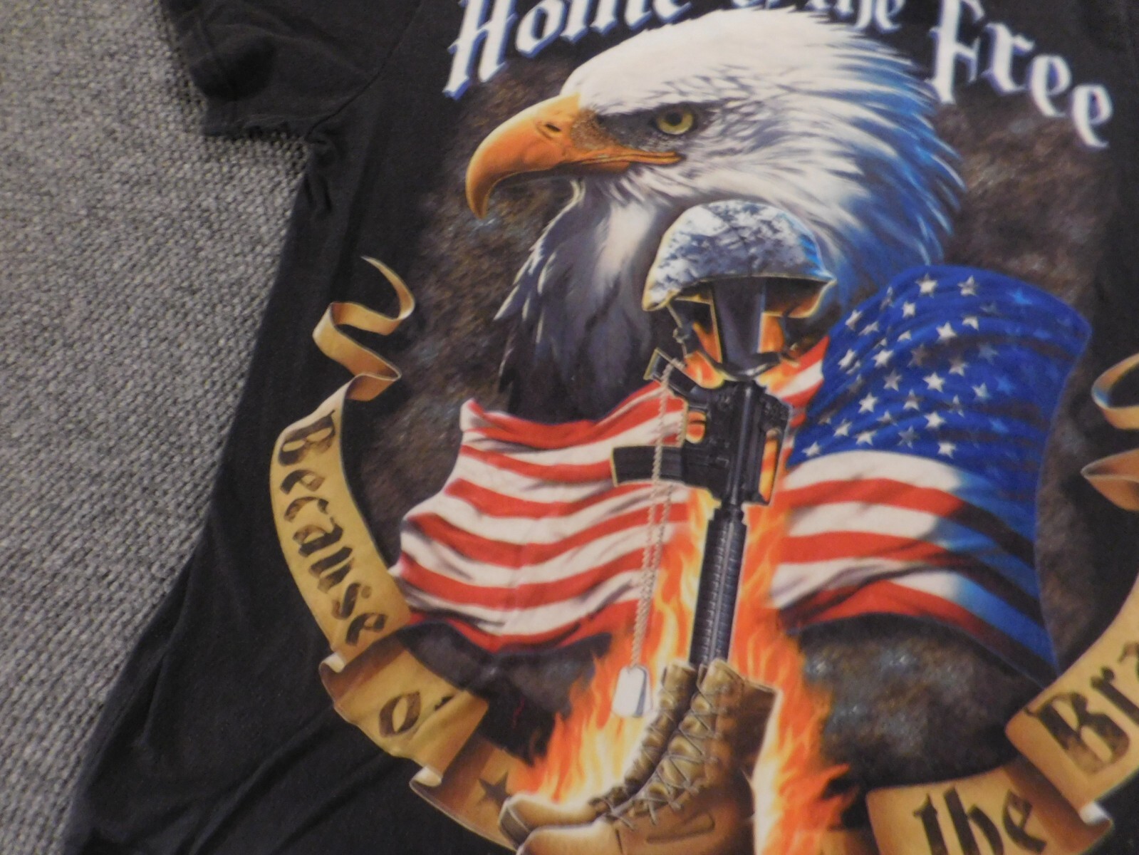 American Soldier Mens Shirt Extra Large Black Eagle home of the free gun