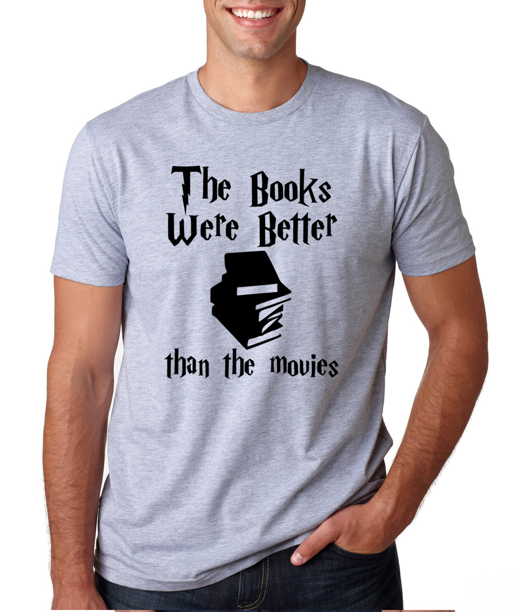 THE BOOKS WERE BETTER THAN THE MOVIES Harry funny crew neck Men&rsquo;s T-Shirt