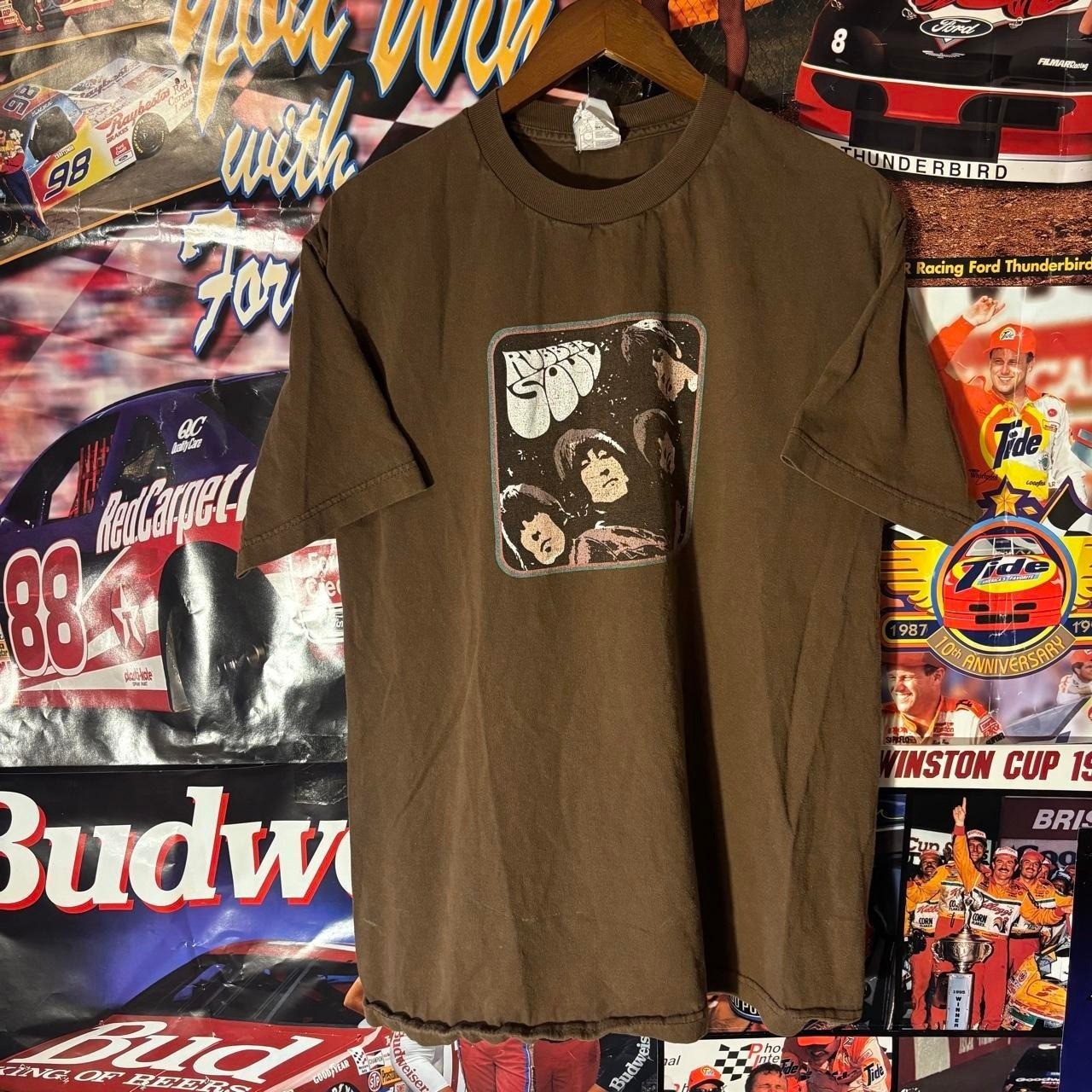 Vintage Rubber Soul Beatles Band T-Shirt Brown Rock Band Graphic Tee Size Large