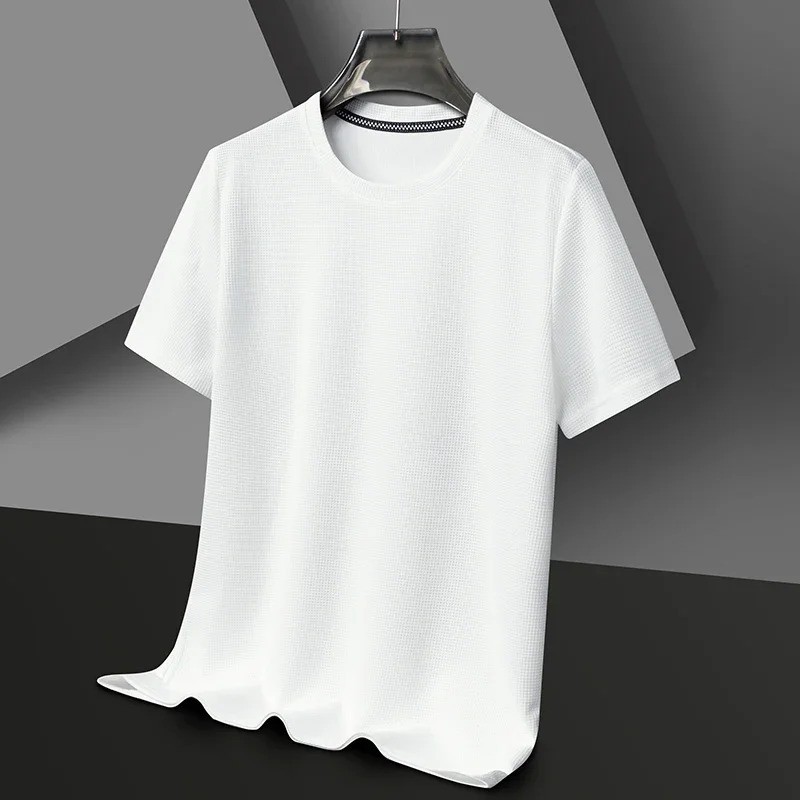 New Summer Waffle Round Neck Short Sleeved T-shirt for Men&rsquo;s Short Sleeved Top