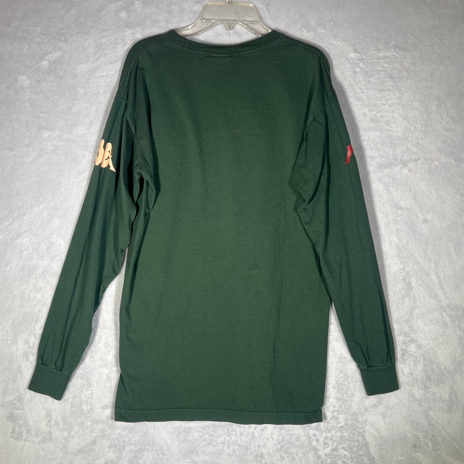 Kappa Mens Medium Long Sleeve T-Shirt Green Graphic Logo Crew Neck Tee