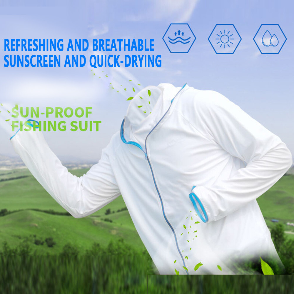 UPF 50+ Men UV Protection Jacket T-Shirt Hoodie Long Sleeve Outdoor Fishing Tops