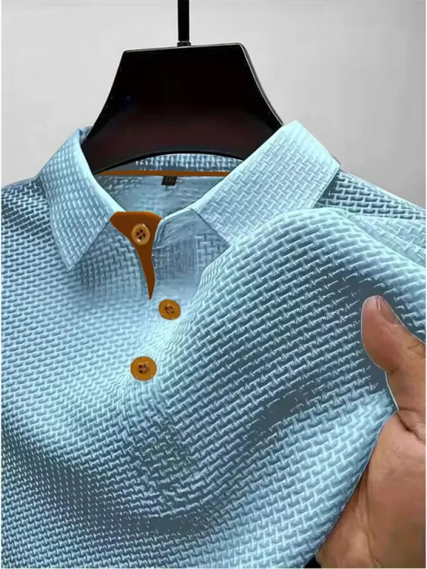 Summer ice silk lapel men&rsquo;s short-sleeved T-shirt men&rsquo;s clothing top