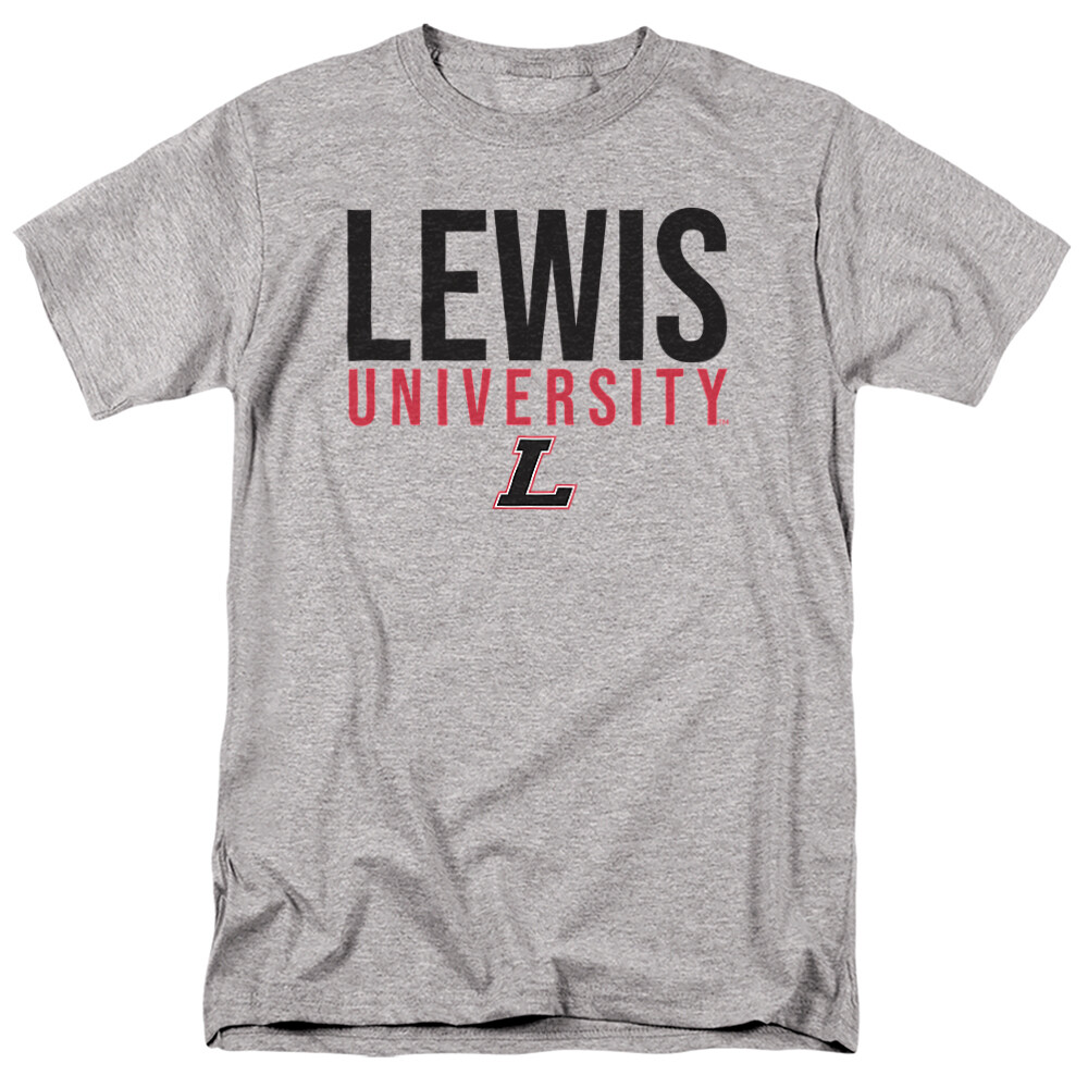 Lewis University Adult T-Shirt Stacked, Athletic Heather, S-5XL