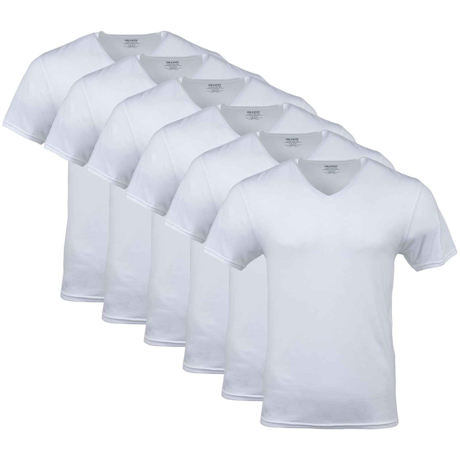 6-pack Men&rsquo;s Comfortable Jersey 100% Cotton V-Neck T-Shirts,X-Large White