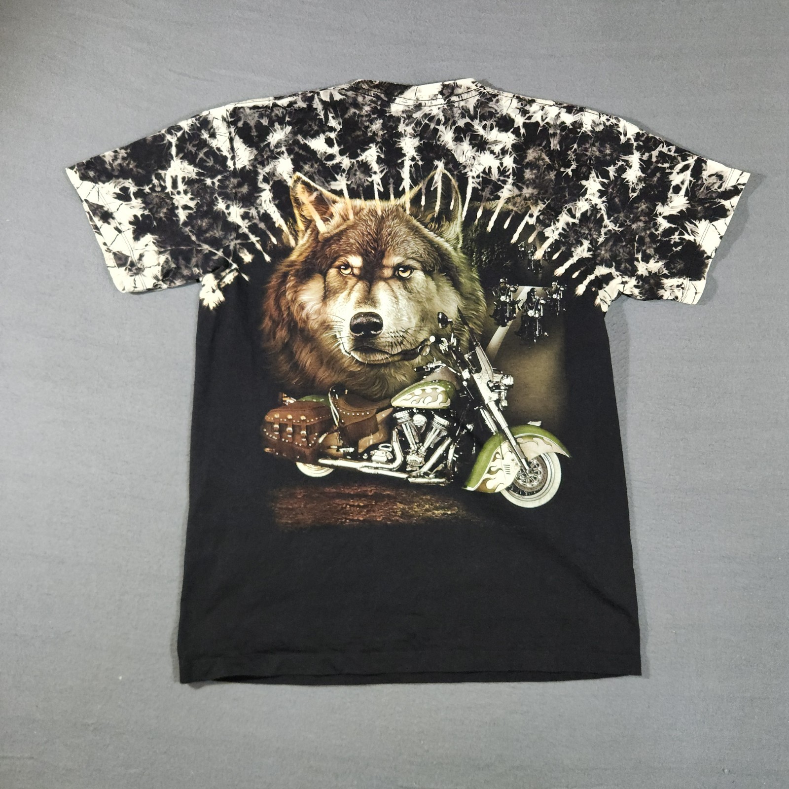 Jay’s Rock Wolf Motorcycle Biker Shirt L Studded Glow In The Dark Double Sided