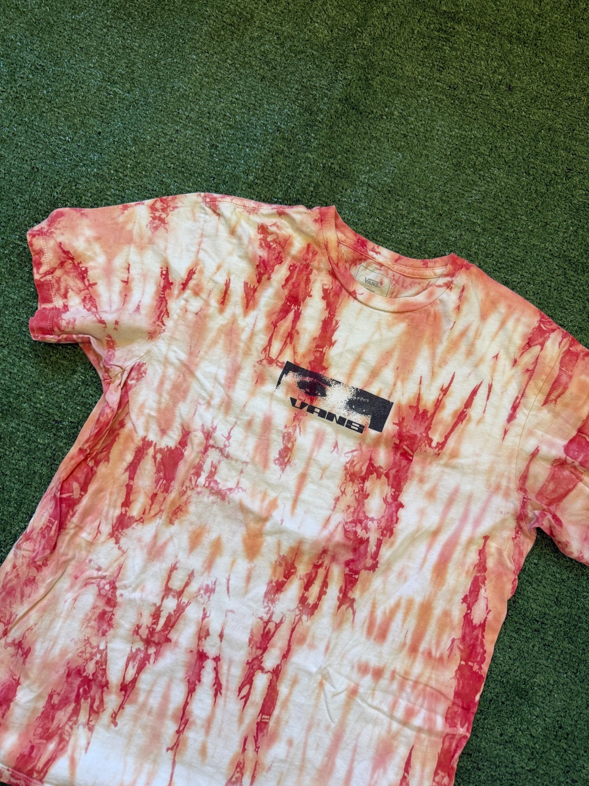 Vans Tie Dye Orange Red White Eyes Graphic T Shirt Tee Skater Size Medium