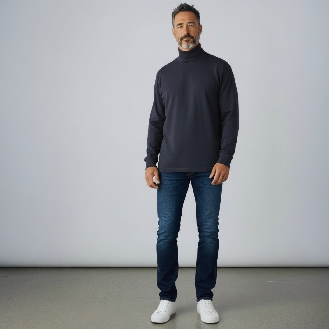 Mens L.L.Bean Navy Cotton Turtleneck XXl