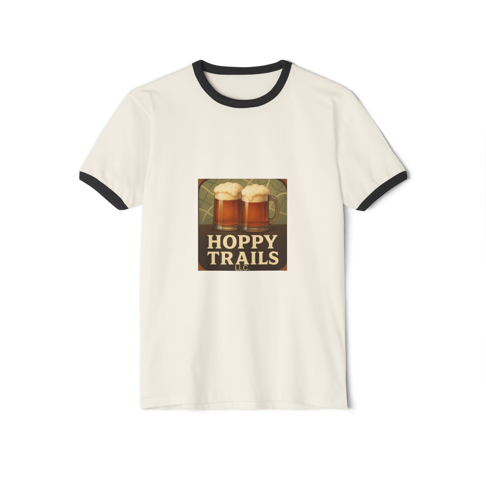 Hoppy Trails beer graphic T-Shirt | retro beer ringer tee