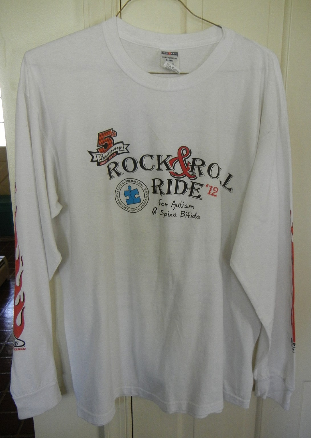 XL Long Sleeve T- Shirt/ Motorcycle Rock & Roll Ride For Spina Bifida & Autism