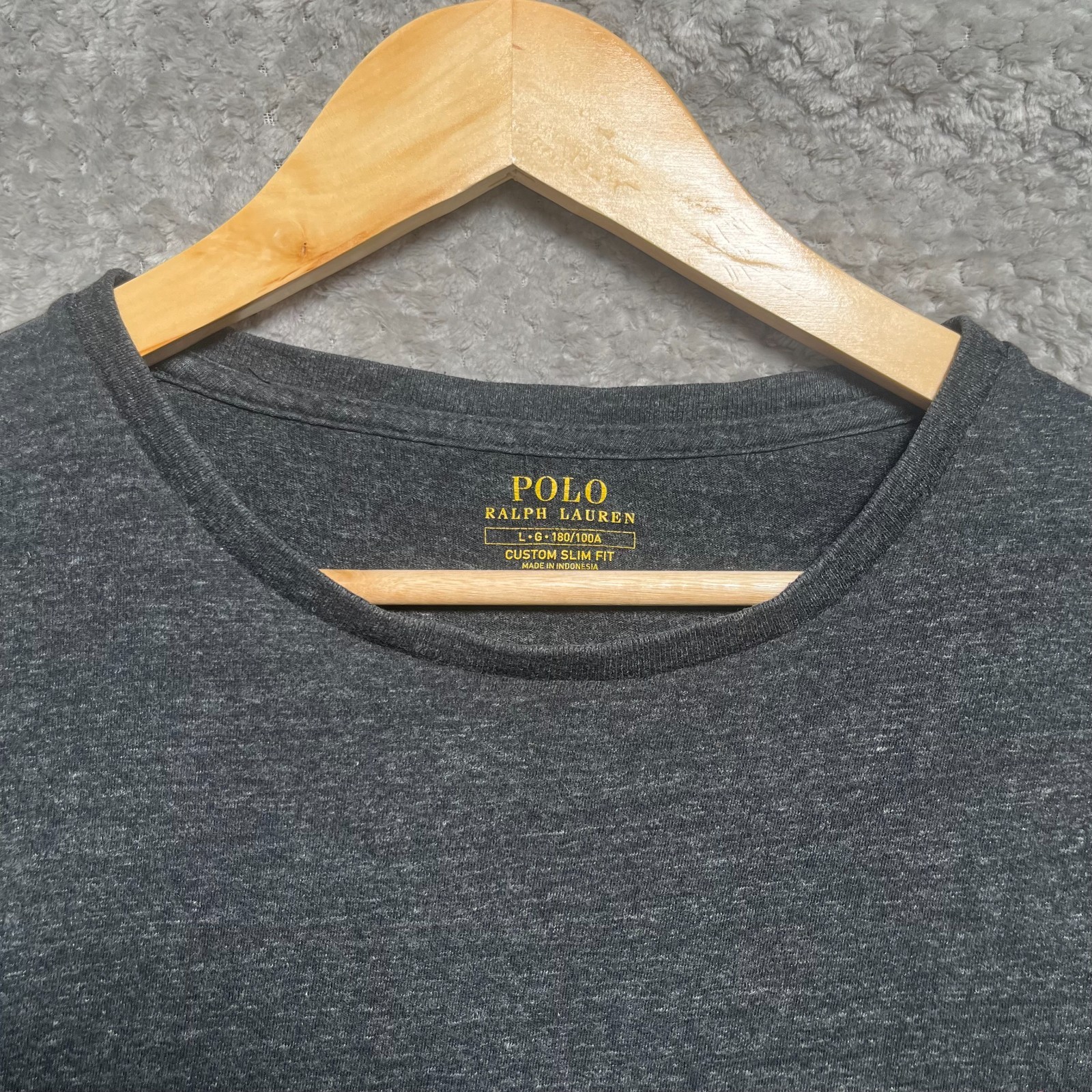 Polo Ralph Lauren Shirt Mens Large Custom Slim Fit Charcoal Grey Top Tee