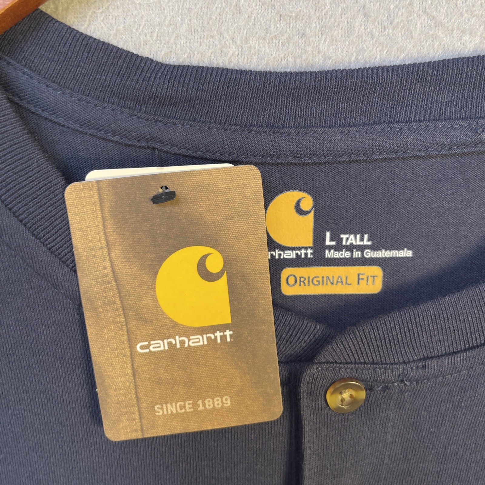 Carhartt Original Fit Blue Henley Shirt Large Tall Short Sleeve Pocket K84 NWT
