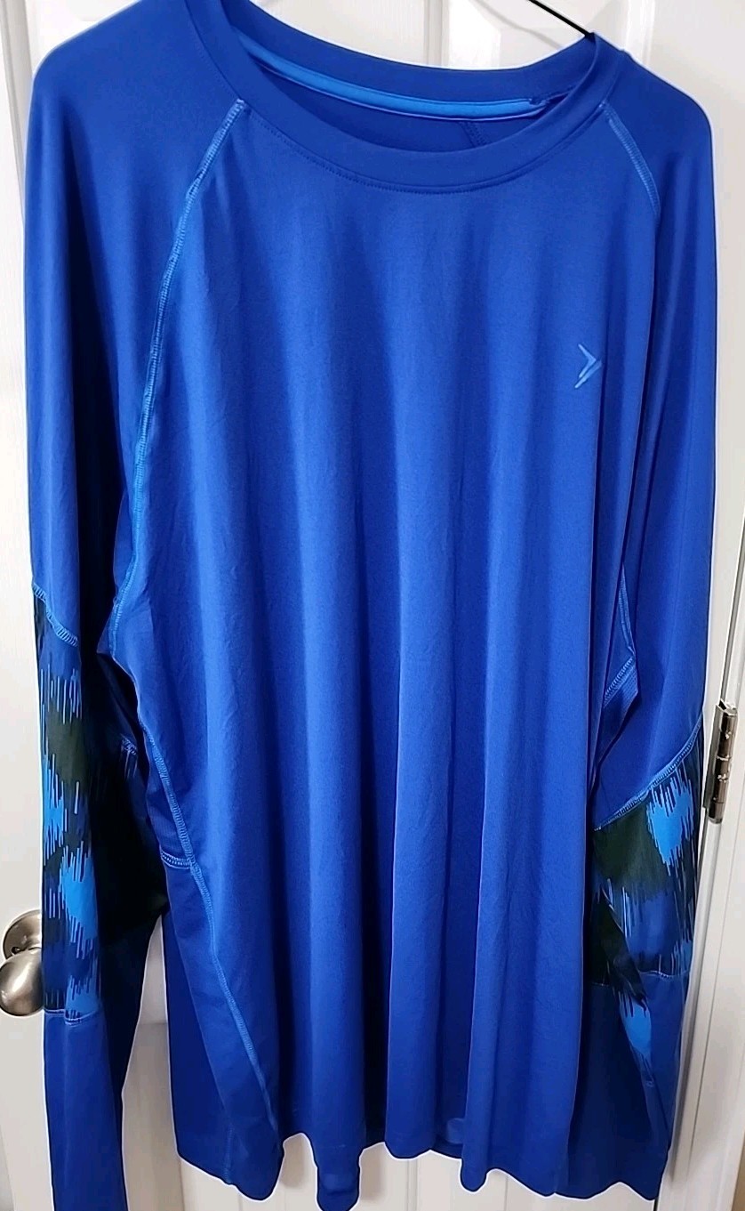 Men&rsquo;s Old Navy Active Long Sleeve T-Shirt Solid Graphic Sleeves Blue Size 3XL