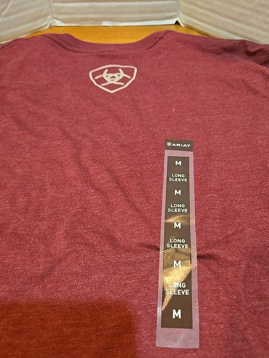 Ariat Elevated LS T-shirt Men&rsquo;s M Double-Sided Est 1993 Flag USA Outdoor