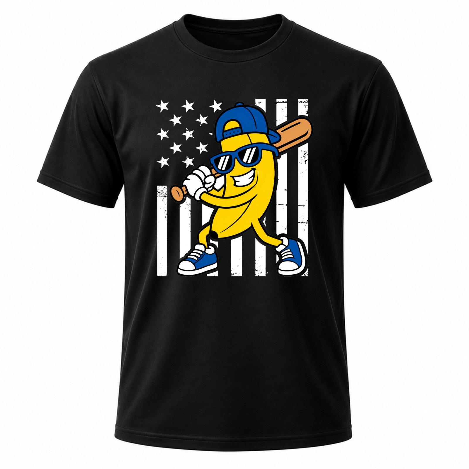 Banana Funny Cartoon Black T-Shirt