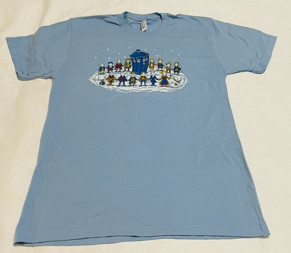 Doctor Who Whoville Holiday Xmas T-Shirt American Apparel Men L Blue New Cond