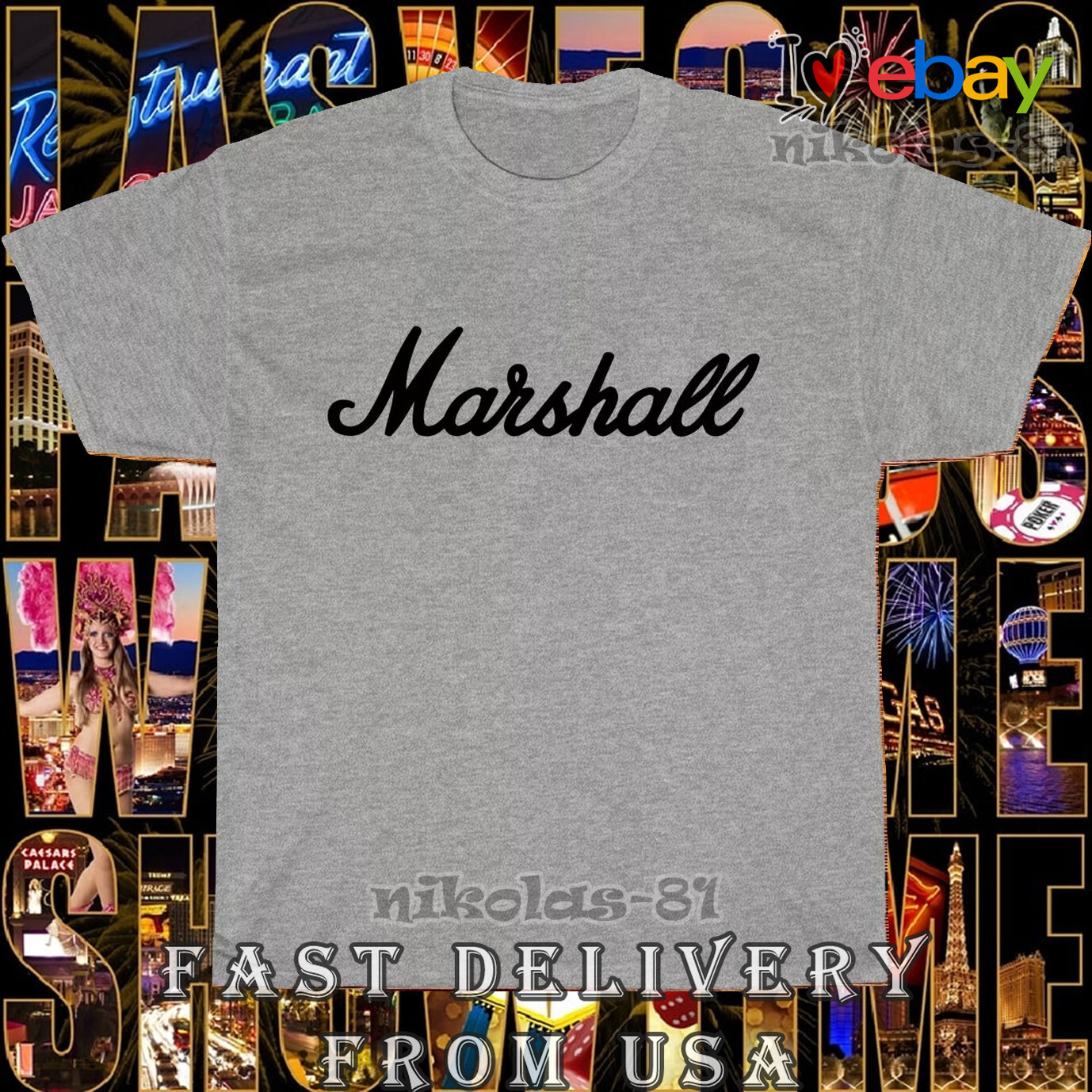 New Shirt Marshall Amplification Music Logo Men&rsquo;s T-Shirt American Tee Shirt Men