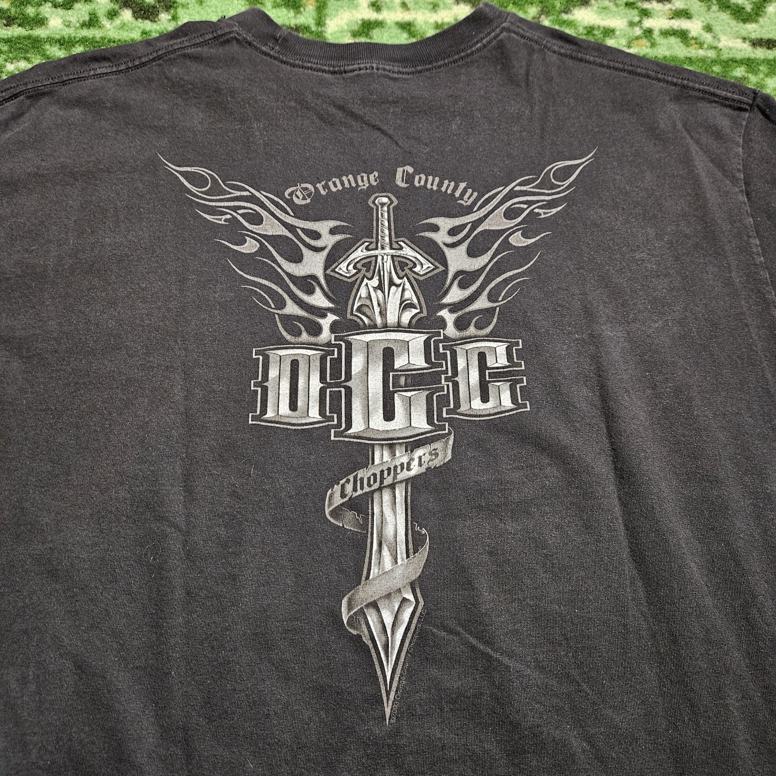 Vintage Orange County Choppers Shirt XL Motorcycle Flames Biker Grunge 21×28 In