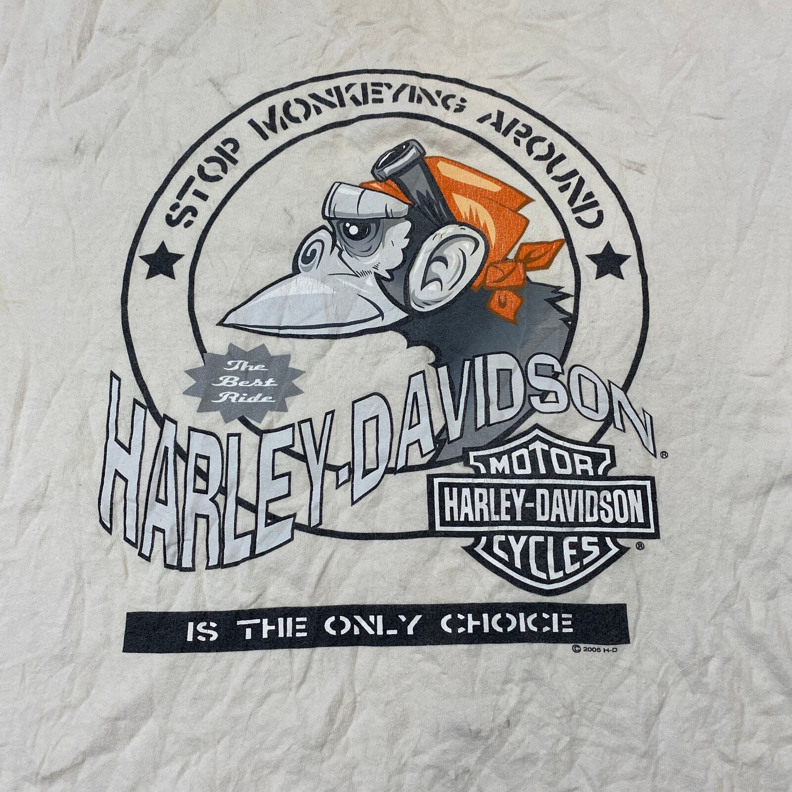 Vintage Y2K Harley Davidson Motorcycle Monkey Ithaca T Shirt Men&rsquo;s XL