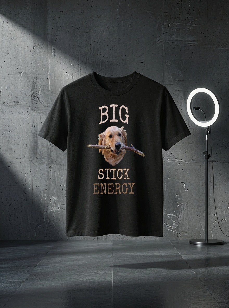 Unisex Big Stick Energy – Funny Golden Retriever Owner Gift Graphic T Shirt Gift
