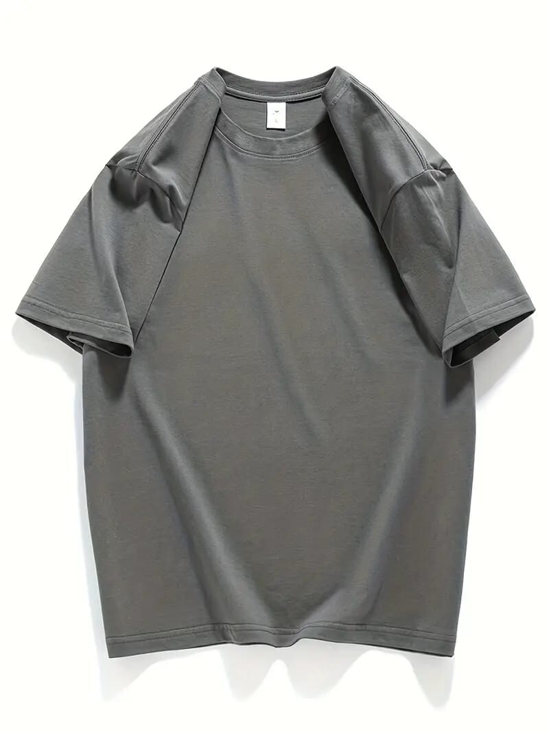 Men&rsquo;s Classic Solid Plain Cotton Round Hem Scallop Essentials Tshirt S-2XL