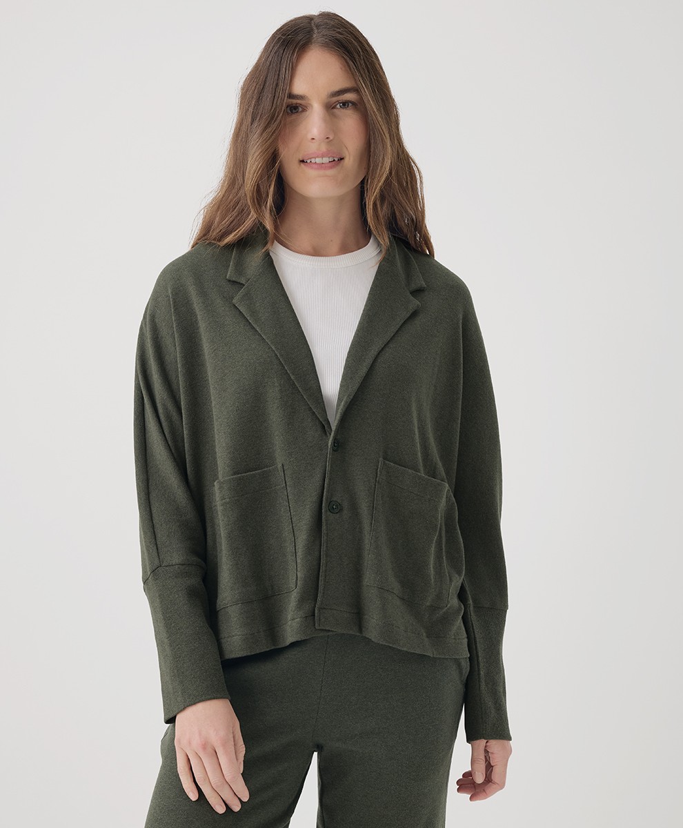 Pact Tops Outerwear Women&rsquo;S Airplane Relaxed Blazer Large Evergreen Heather